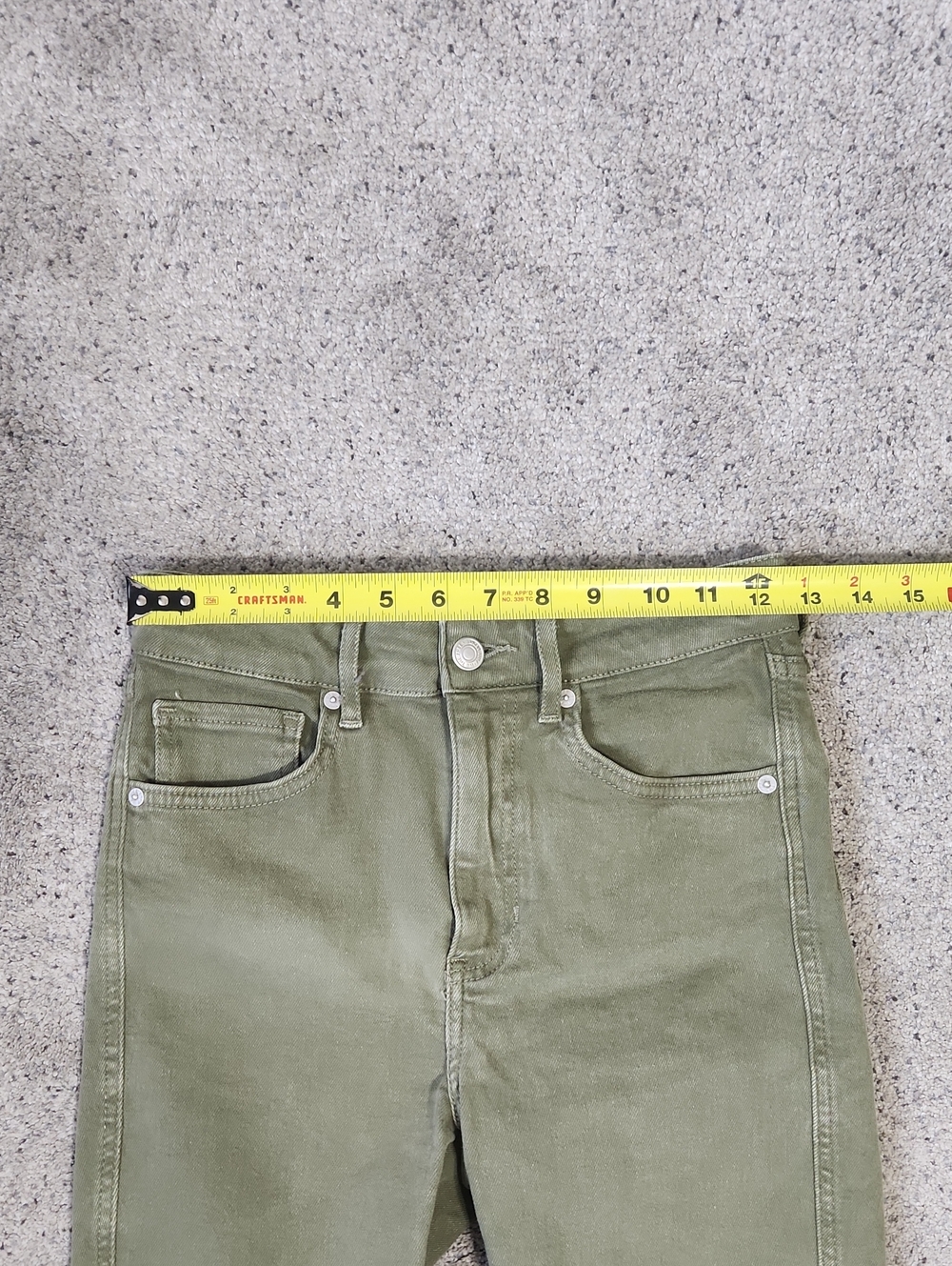 We The Free Olive Green High Rise Skinny Ankle Jeans Raw Frayed Hem Size 27 - Picture 9 of 11